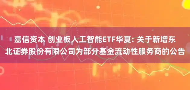 嘉信资本 创业板人工智能ETF华夏: 关于新增东北证券股份有限公司为部分基金流动性服务商的公告